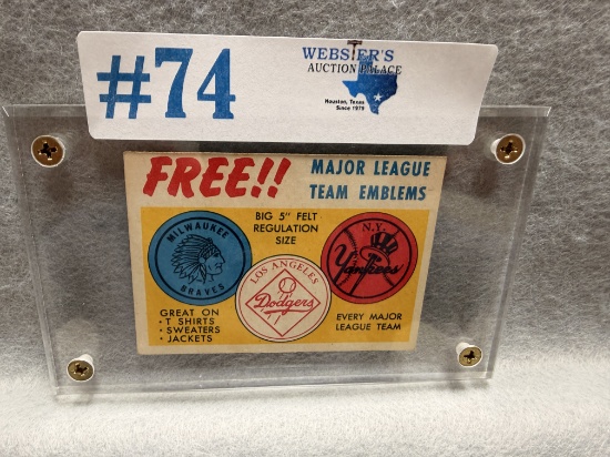1958 TOPPS BAZOOKA CONTEST MAJOR LEAGUE TEAM EMBLEMS