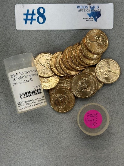 (20) 2008 PRESIDENTIAL MARTIN VAN BUREN $1 COINS