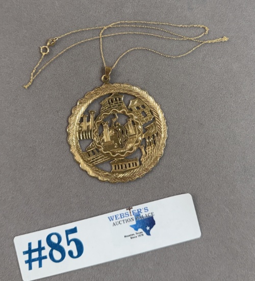 LARGE 14K PENDANT W/ 14K CHAIN