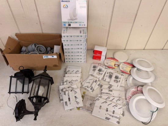 LARGE LOT OF NEW LIGHTING, SWITCH PLATES, OUTDOOR LIGHT FIXTURE