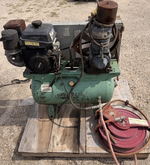 SPEED AIR GAS POWERED AIR COMPRESSOR W/ HOSE REEL