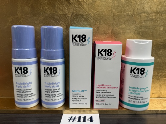 (5) K18 BIOMETRIC HAIRSCIENCE HAIR CARE & STYLING LOT