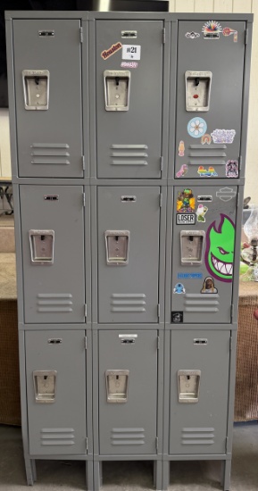 JORGENSON 9-DOOR INDUSTRIAL METAL COMBINATION LOCKERS