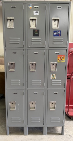 JORGENSON 9-DOOR INDUSTRIAL METAL COMBINATION LOCKERS