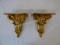 Pair Gilded Wooden Wall Sconce Shelves, Italy