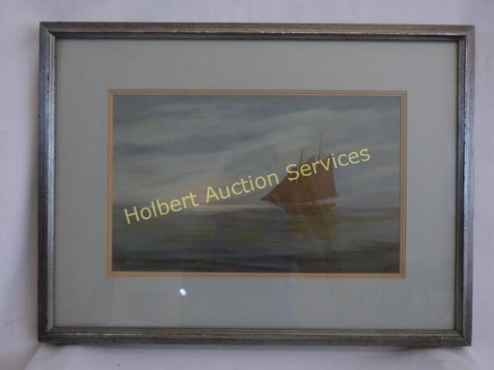 Framed, Matted, And Signed Bert Beirne "schooner S