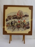 Flip-top Table Firescreen With Hunt Scene Top