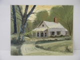 Signed Stabler Oil On Canvas Farmhouse Scene