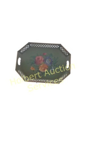 Vintage Toleware Hand-painted Tray