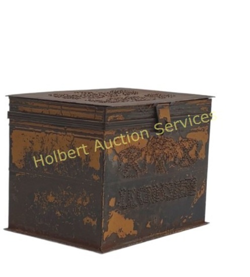 1852 Antique Tin Storage Box With Pierced Design