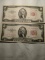 1953 US Two Dollar Bills Consecutive #'s UNC