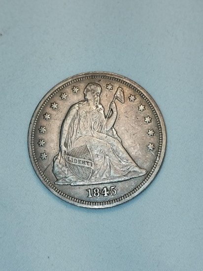 1845 Seated Silver Dollar