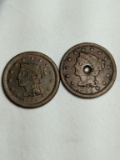 1854 & 1855 US Large Cent Coins