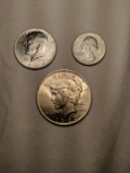 1923 Silver Dollar, 1963 Quarter, 1964 Half