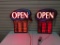 Flashing Open Signs with Business Hours One flashing, one not flashing
