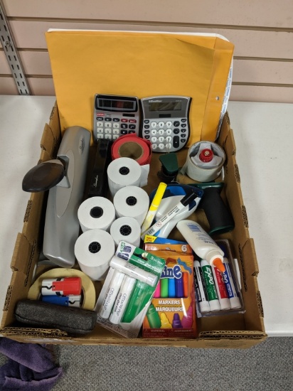 Supplies Calculators, three hole punch, tape guns, dry erase markers