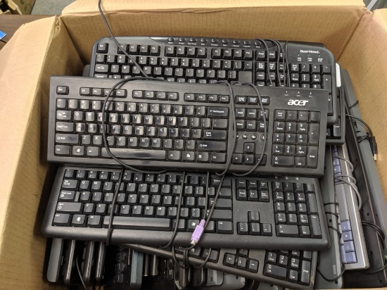 Large box of assorted computer keyboards Some USB some not
