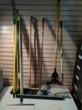 Rake, push brooms and handles