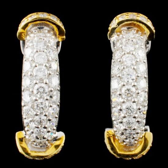 18K Gold 1.41ctw Diamond Earrings