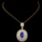 18K Gold 2.68ct Sapphire & 1.86ctw Diamond Pendant