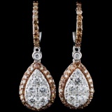 14K White Gold 2.53ctw Fancy Color Diamond Earring