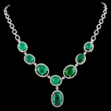 18K Gold 24.76ct Emerald & 2.41ctw Diamond Necklac