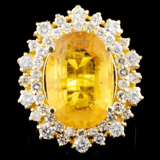 14K Gold 8.44ct Sapphire & 1.55ctw Diamond Ring