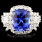 18K Gold 4.32ct Tanzanite & 1.36ctw Diamond Ring