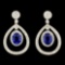 18K Gold 5.35ct Sapphire & 2.00ctw Diamond Earring