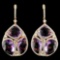 14K Gold 29.81ct Amethyst & 2.01ctw Diamond Earrin