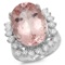 14K Gold 12.50ct Morganite & 1.50ct Diamond Ring