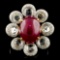 18K Gold 9.49ct Ruby & 0.57ctw Diamond Ring