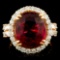 18K Gold 9.73ct Rubellite & 1.39ctw Diamond Ring