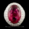 18K Gold 9.33ct Rubellite & 3.11ctw Diamond Ring