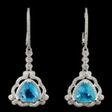 14K Gold 2.87ct Apatite & 0.69ctw Diamond Earrings