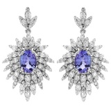 14K Gold 3.00ct Tanzanite & 2.50ct Diamond Earring