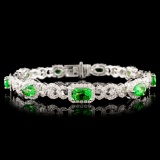 18K Gold 6.47ct Tsavorite & 2.35ctw Diamond Bracel