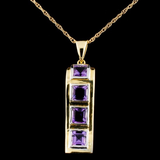 14K Gold 2.35ct Amethyst Pendant