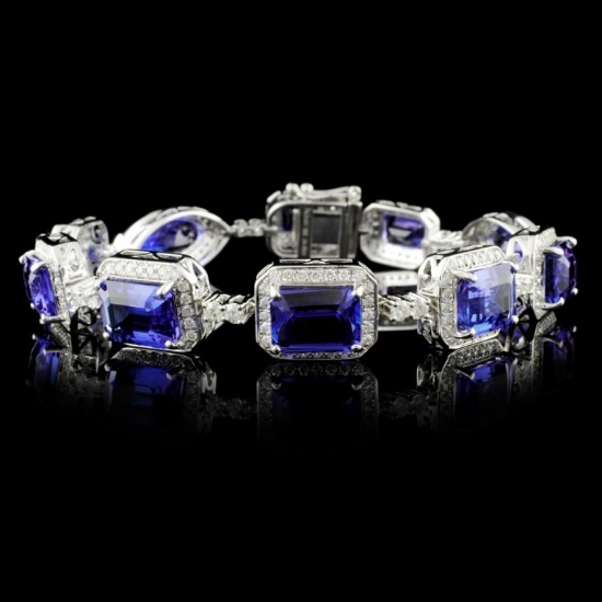 18K White Gold 24.60ct Tanzanite & 2.45ct Diamond