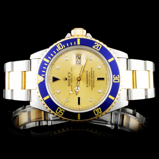 Rolex SS/YG 40MM Submariner "Serti" Wristwatch