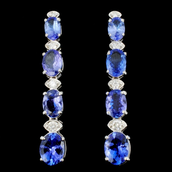 14K Gold 5.00ct Tanzanite & 0.35ctw Diamond Earrin