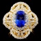 18K Y Gold 2.69ct Tanzanite & 1.72ct Diamond Ring