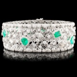 18K Gold 5.58ct Emerald & 10.30ctw Diamond Bracele