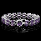 14k Gold 45.00ct Amethyst & 0.50ct Diamond Bracel