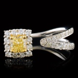 18k White Gold 1.25ctw Fancy Yellow Diamond Ring