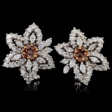 18K White Gold 5.54ctw Fancy Color Diamond Earring