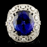 18K Gold 15.49ct Tanzanite & 2.68ctw Diamond Ring