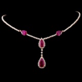 14K Rose Gold 6.93ct Ruby & 3.54ctw Diamond Neckla