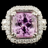 18K Gold 8.23ct Kunzite & 1.35ctw Diamond Ring