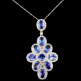 18k Gold 6.52ct Tanzanite & 1.16ct Diamond Pendant